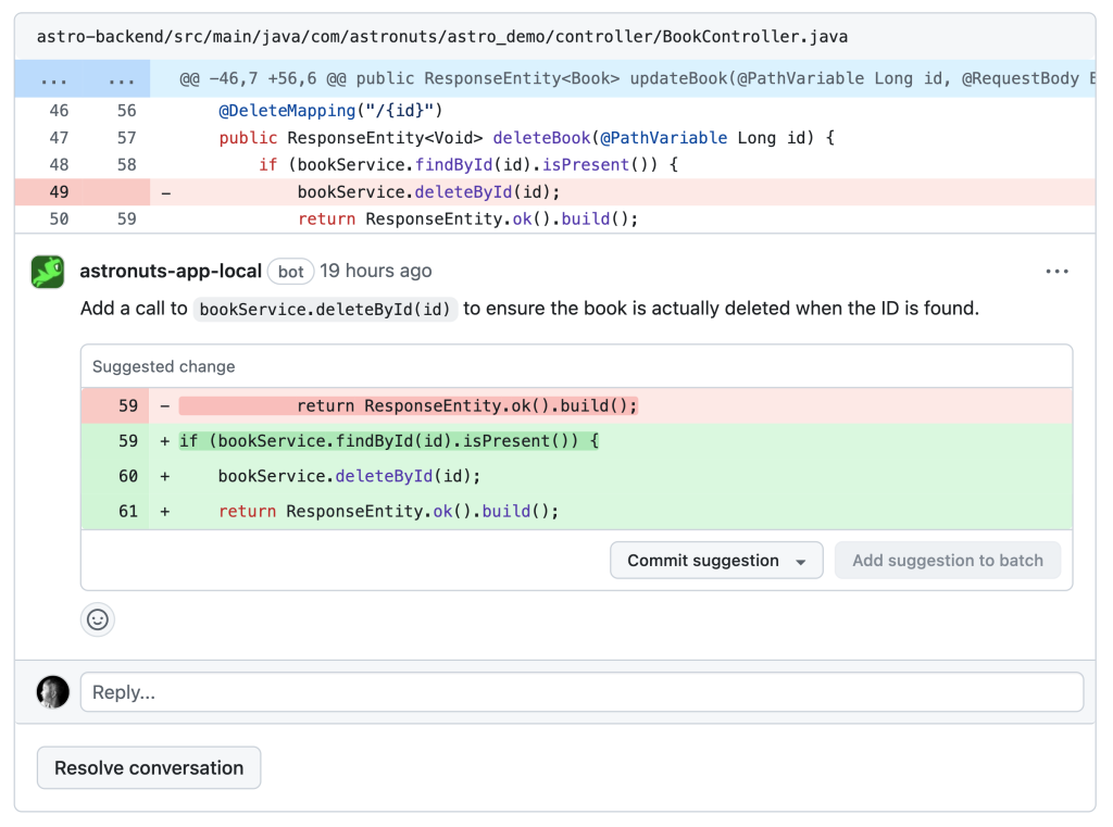 automated bug fix in your code review